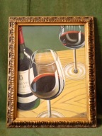 Lampka wina dla dwojga - obraz olejny malowany na płótnie