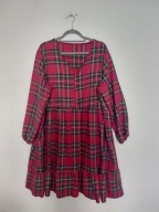 Czerwona w kratę rozkloszowana sukienka plus size 52, 54