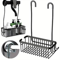 PÓŁKA ZAWIESZANA NA BATERIE PRYSZNICOWA CZARNA ALUMINIOWA BEZ WIERCENIA