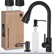 Bateria kuchenna wyciągana obrotowa wylewka kran do umywalki + DOZOWNIK