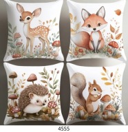 Poszewki na poduszki 4szt 45x45cm dziecięce zwierzątka leśne lisek 4555