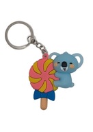 Brelok miś koala niebieski, lizak ozdoba do kluczy plecaka torby i walizki