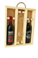 Drewniana półka stojak na wino i kieliszki naturalne drewno