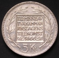 Szwecja 5 koron 1966 - Gustaw VI Adolf - reforma konstytucja - srebro