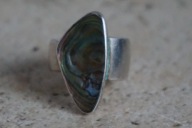 ARNE JOHANSEN Denmark Vintage 1960s Sterling Abalone Ring ANTYK UNIKAT