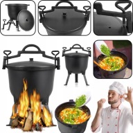 KOCIOŁEK ŻELIWNY GARNEK MYŚLIWSKI WĘGIERSKI STOJĄCY NA OGNISKO GRILL 5L