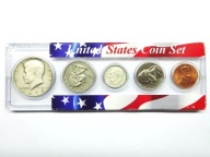 zestaw monet USA 1+5+10+25+50 centow w plastikowym holderze zestaw 5