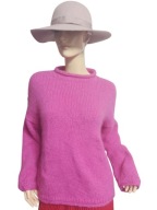 SWETER ciepły miękki z angory w pięknym różu 40