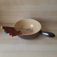 Vintage ceramiczny zestaw do fondue czekoladowego i serowego. Nowy vintage