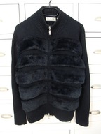 Bluhm przepiękny sweter z futerkiem 30% wełna love vintage unikat 40/42