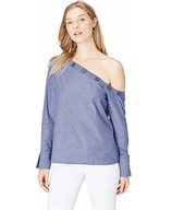 Koszula na JEDNO RAMIĘ niebieska guziki W PASKI