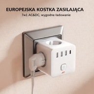 Kostka Zasilająca 7w1 USB-C + 3x USB + 3x Gniazdo Idealna do Domu i Podróży