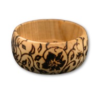Drewniana miseczka bukowa – ręcznie zdobiona, pirografia, motyw kwiatów