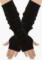 RĘKAWICZKI BEZ PALCÓW CZARNE DŁUGIE mitenki ciepłe 47 cm