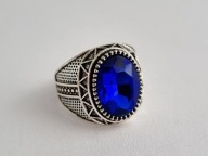 PIERŚCIONEK Z KOBALTOWYM KRYSZTAŁEM