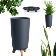 DONICZKA DONICA Z NÓŻKAMI ANTRACYT OKRĄGŁA WYSOKA PLASTIKOWA ŚR.20cm