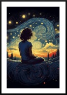 A2 PLAKAT GWIAŹDZISTA NOC W STYLU VINCENT VAN GOGH NOC GWIAZDY KOBIETA