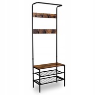 WIESZAK NA UBRANIA BUTY KURTKI CZARNY STOJAK STOJĄCY PODŁOGOWY LOFT PÓŁKI