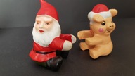 2 x Figurka na świeczkę Mikołaj i prosiak