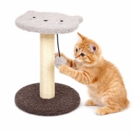 MAŁY DRAPAK DLA KOTA SŁUPEK 2 POZIOMY KOT SZARY Z ZABAWKĄ 28 cm KOMPAKTOWY