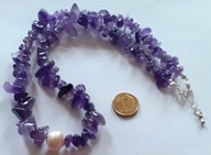 Vintage* naszyjnik z ametystów z białą perłą, srebro 925