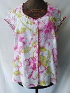 Bluzka biała w różowe kwiaty z krótkimi rękawami