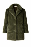 Zielony płaszcz teddy futerko puchowy khaki oversize XS/S Mrs & Hugs