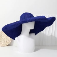 KAPELUSZ DAMSKI SLOMKOWY ODDYCHAJĄCY granat SZEROKIE RONDO WAKACJE MODA