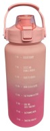 SMUKEE Butelka bidon na wodę motywacyjna ze słomką XXL 2 l OMBRE RÓŻ