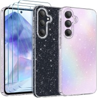 Etui Silikonowe COPIKE Case Brokatowa Obudowa do Samsung Galaxy A55 + Szkła
