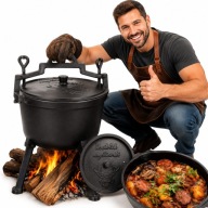 KOCIOŁEK ŻELIWNY MYŚLIWSKI GRILL OGRODOWY ŻELAZNY STOJĄCY 8 LITRÓW
