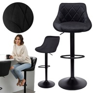 HOKER KRZESŁO OBROTOWE CZARNY KUCHENNY REGULOWANY WELUR PIKOWANY Z OPARCIEM
