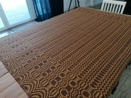 TKANY WEŁNIANY KILIM KAPA NARZUTA ART-DECO FRĘDZLE 155 x 190