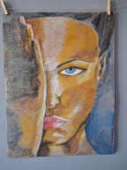 Obraz pastelami - twarz kobiety