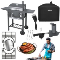 GRILL OGRODOWY WĘGLOWY DUŻY ŻELIWNY RUSZT IDEALNY NA MAJÓWKĘ KOMIN POPIELNI