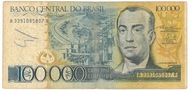 Banknot Brazylia 100 000 100000 Cruzeiros 1985 rok