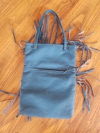 Zielony pojemna torebka damska z frędzlami