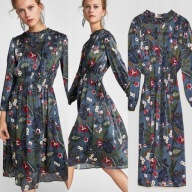 34 XS 36 S Zara niebieska sukienka midi z efektem satyny w kwiaty