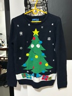 5 Sweter Bluezoo świąteczny Bożonarodzeniowy granat choinka 12 lat 152 cm