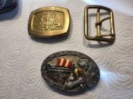 STARA ŁADNA MOSIĘŻNA KLAMRA WOJSKOWA + 2 sztuki z PRL