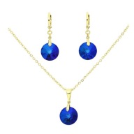 56090 Komplet 14K pozłacany celebrytka i kolczyki SAPPHIRE Swarovski