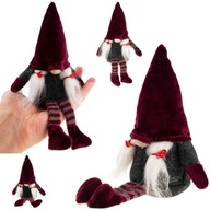 Skrzat Mikołaj Krasnal Gnom Świąteczny Bordowy Figurka Boże Narodzenie