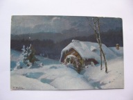 ZAGINIONY ŚWIAT STARY MŁYN ZIMOWĄ PORĄ przedwojenna POCZTÓWKA