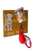 Wieszak na smycz i przysmaki dla psa ze słoiczkiem Drewniany