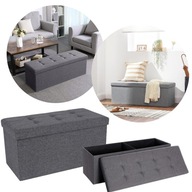 SKRZYNIA TAPICEROWANA SIEDZISKO PUFA POJEMNIK PIKOWANA ŁAWKA CIEMNOSZARA