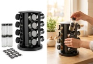 POJEMNIKI NA PRZYPRAWY STOJAK PRZYPRAWNIK OBROTOWY + 16 SŁOICZKÓW