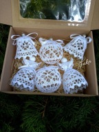 szydełkowe ozdoby choinkowe -zestaw na prezent -rękodzieło Juka