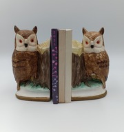 Sowy sówki dwie podpórki do książek figurki z porcelany bardzo ładne 18cm