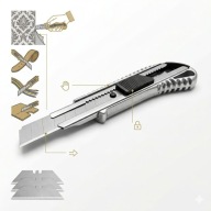 NÓŻ DO TAPET 18MM METALOWY TAPICERSKI UNIWERSALNY OSTRZE 0,5MM 8 SEGMENTÓW