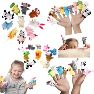 ZESTAW PACYNEK PACYNKI MASKOTKI NA PALCE MALE ZOO DO ZABAWY ZWIERZETA 10X